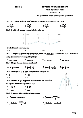 Đề thi thử Tốt nghiệp THPT môn Toán - Đề số 16 - Năm học 2020-2021 (Có đáp án)